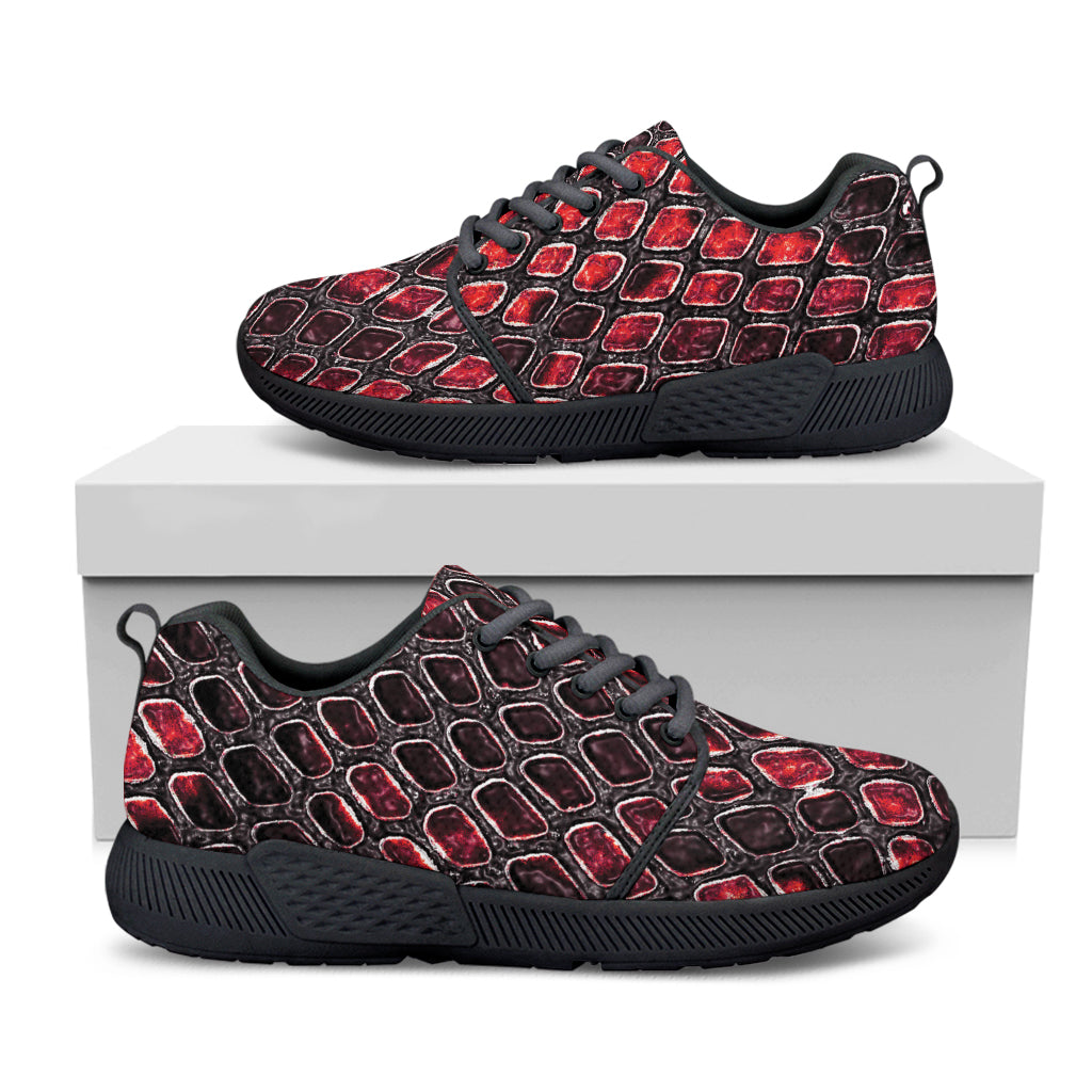 Red And Black Snakeskin Print Black Athletic Shoes