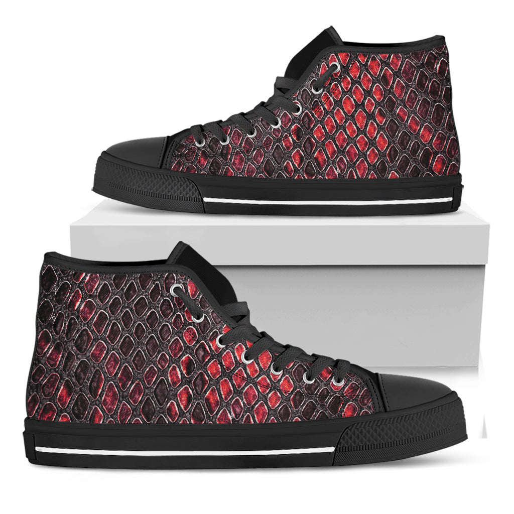 Red And Black Snakeskin Print Black High Top Shoes