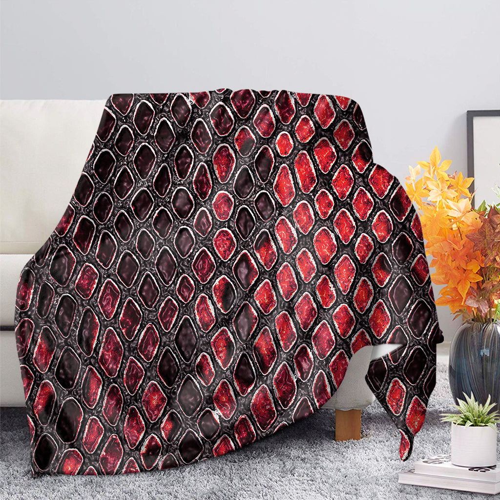 Red And Black Snakeskin Print Blanket