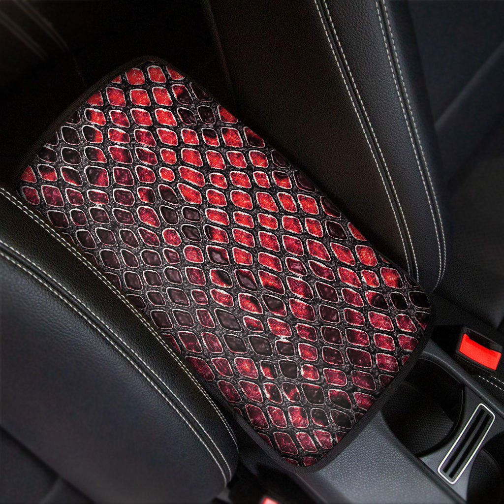 Red And Black Snakeskin Print Car Center Console Cover