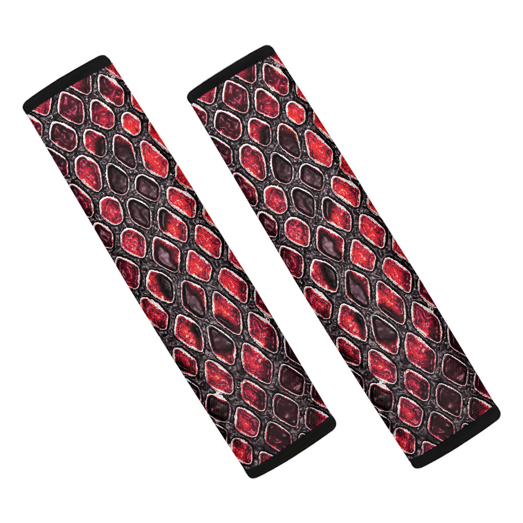 Red And Black Snakeskin Print Car Seat Belt Covers