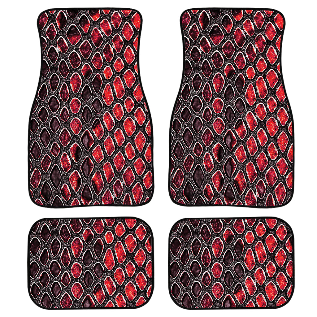 Red And Black Snakeskin Print Front and Back Car Floor Mats