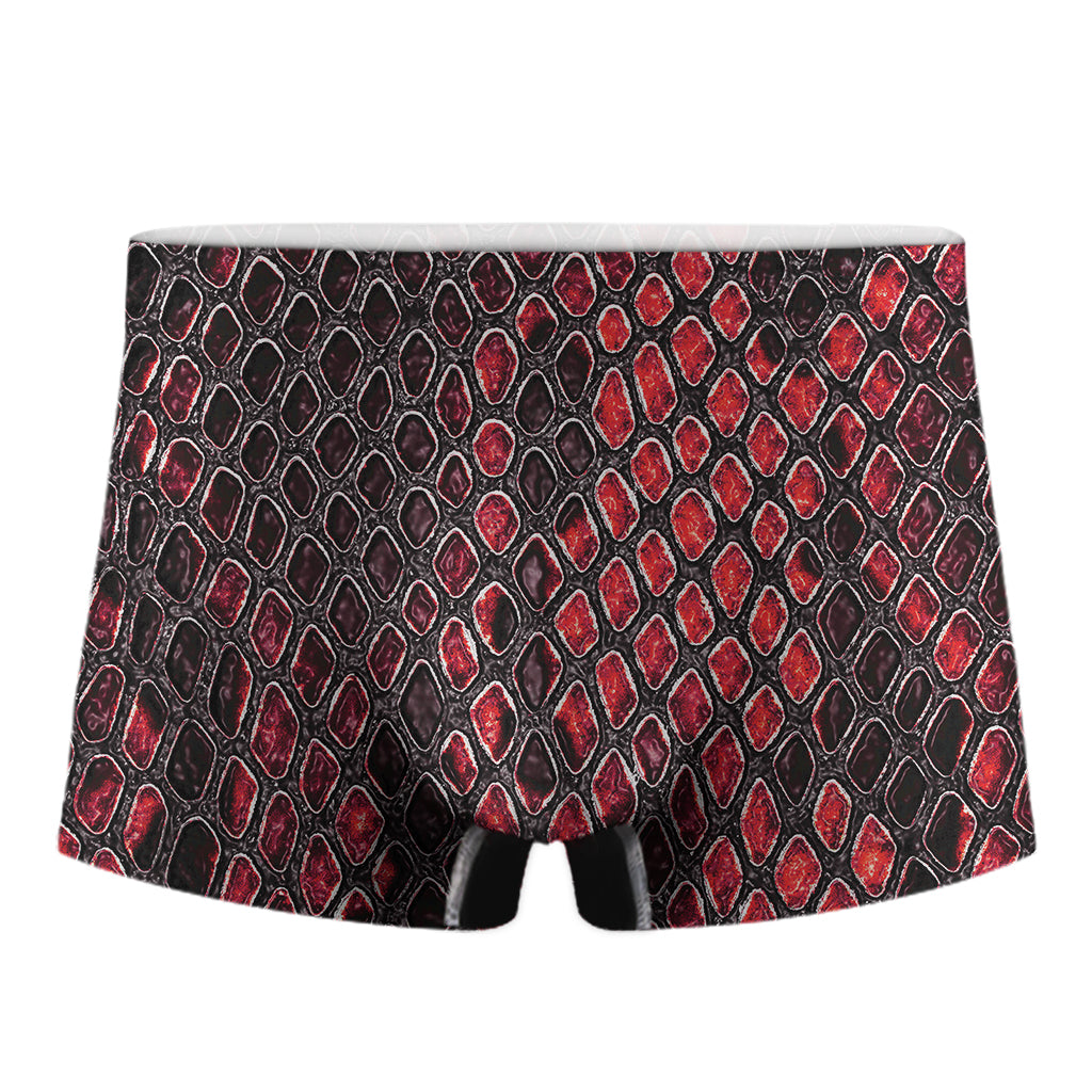 Red And Black Snakeskin Print Men's Boxer Briefs