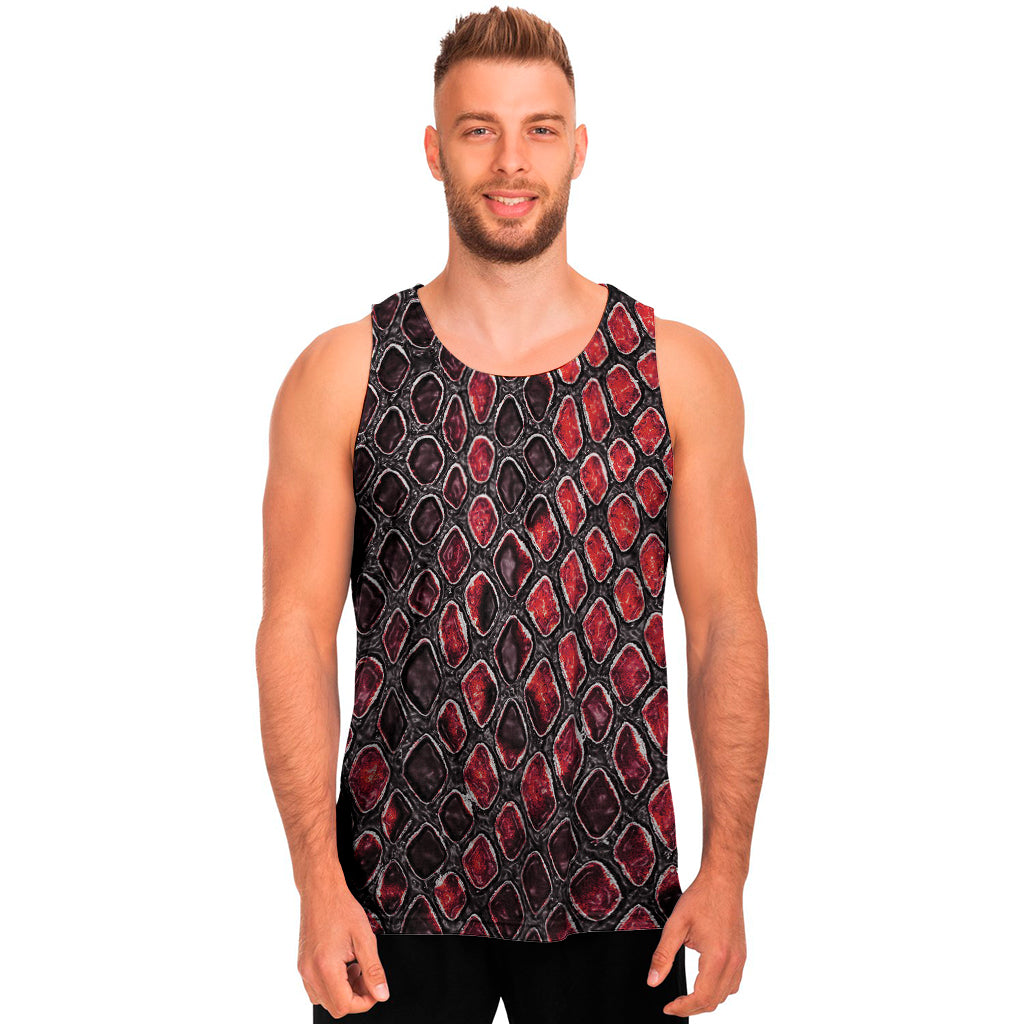 Red And Black Snakeskin Print Men's Tank Top