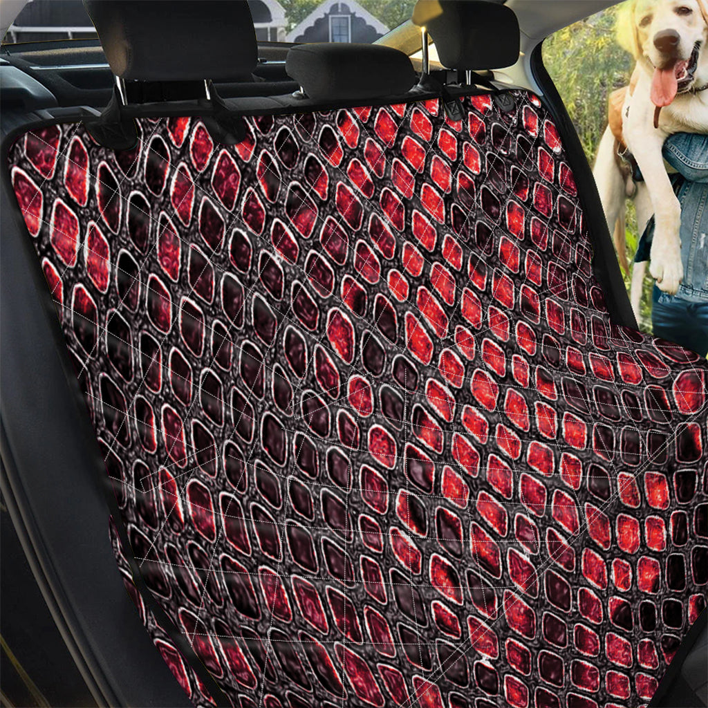 Red And Black Snakeskin Print Pet Car Back Seat Cover