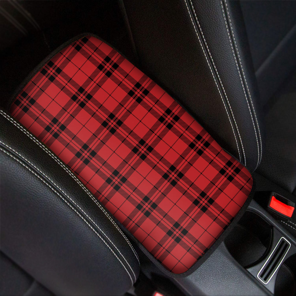 Red And Black Tartan Pattern Print Car Center Console Cover