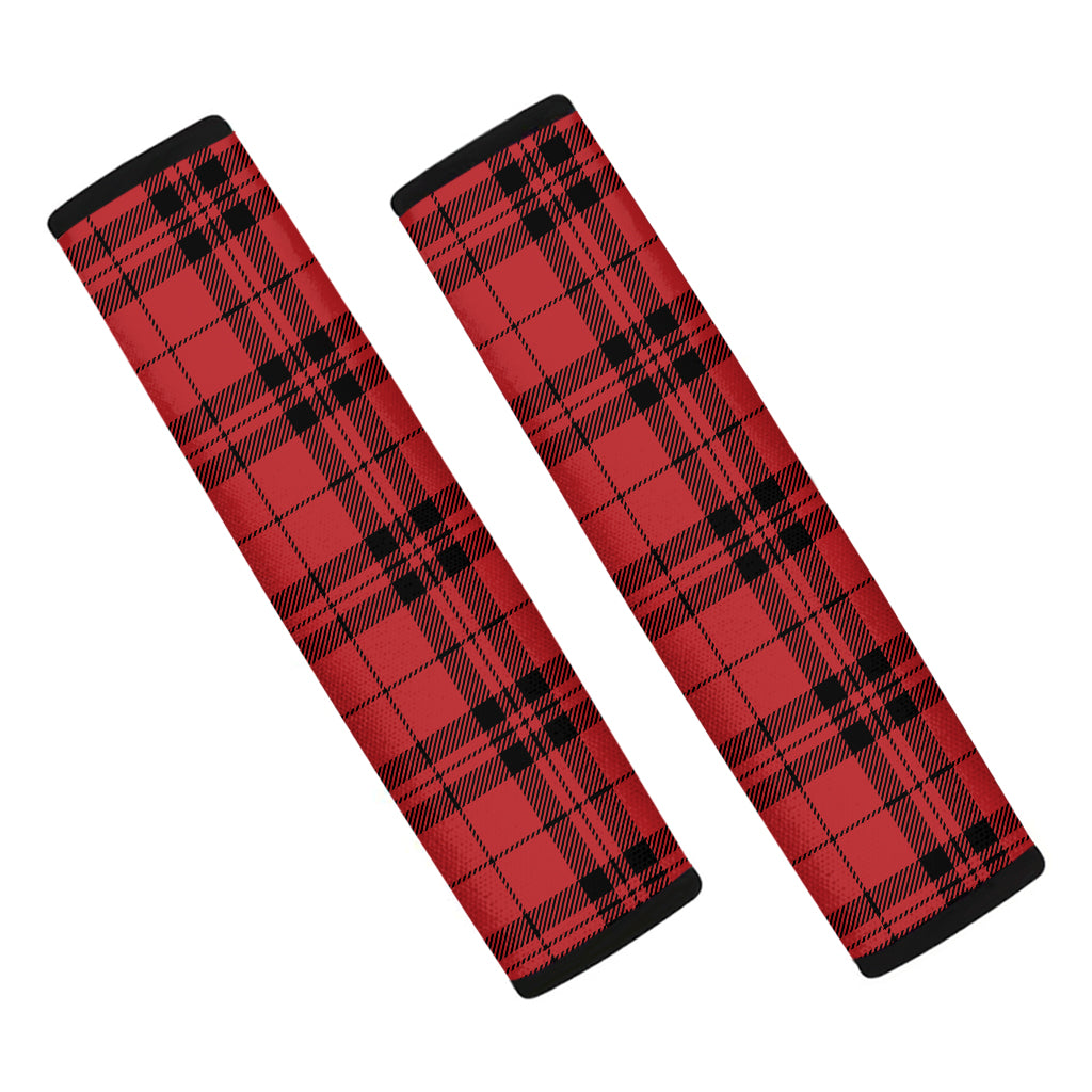 Red And Black Tartan Pattern Print Car Seat Belt Covers