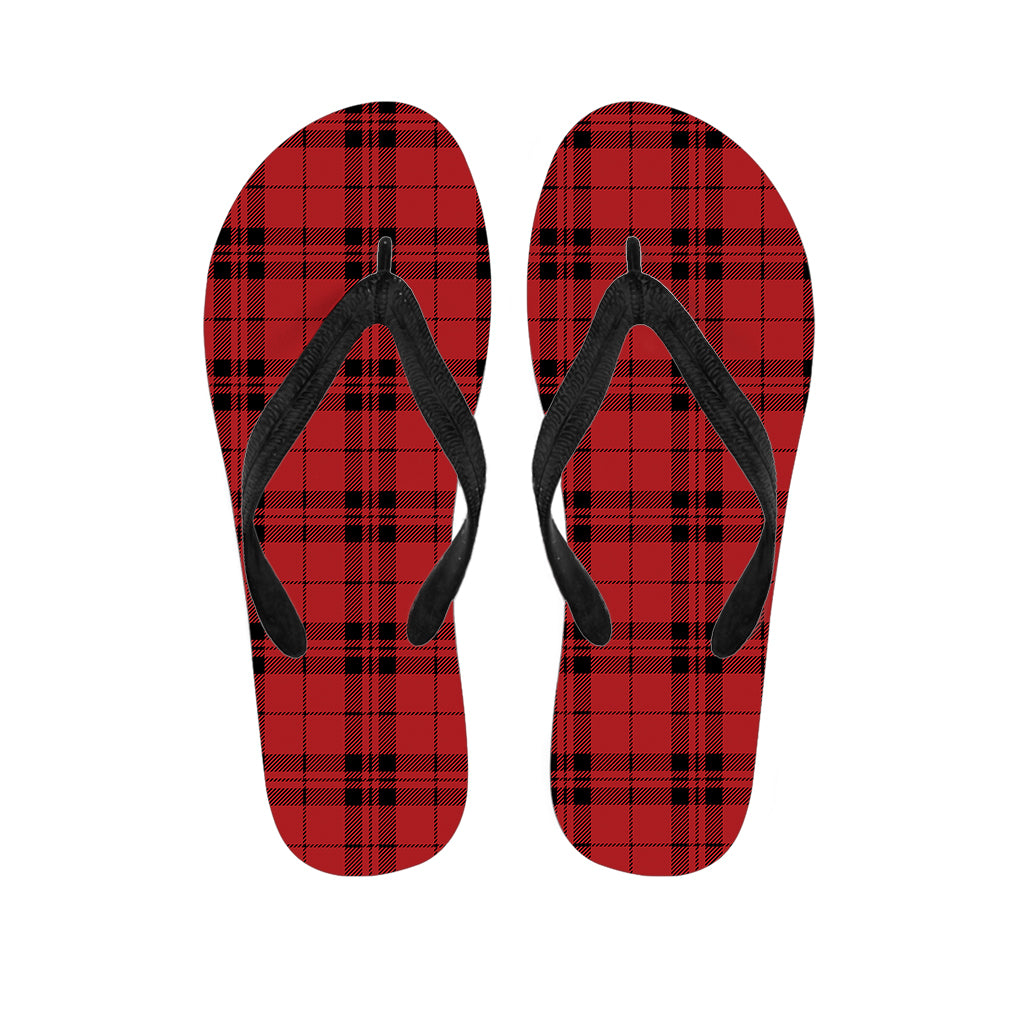 Red And Black Tartan Pattern Print Flip Flops