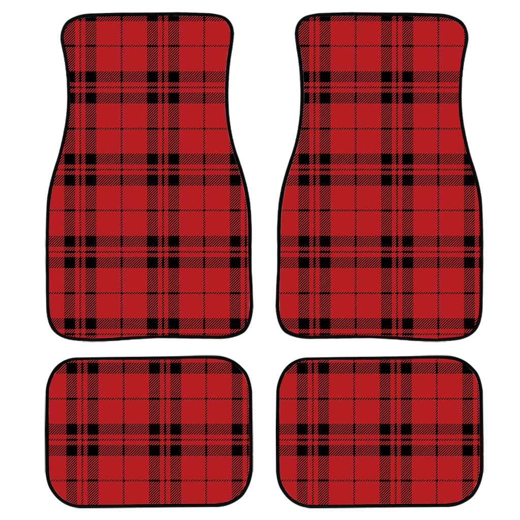 Red And Black Tartan Pattern Print Front and Back Car Floor Mats