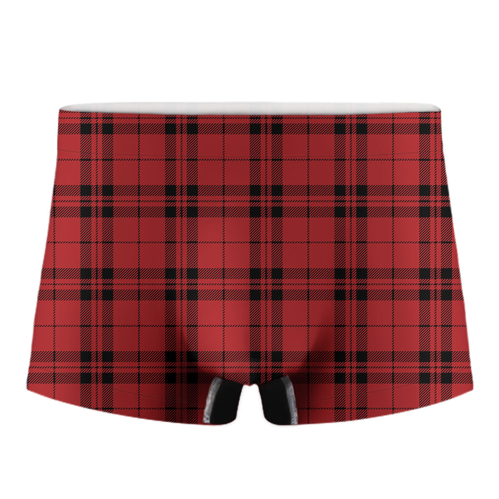 Red And Black Tartan Pattern Print Men's Boxer Briefs