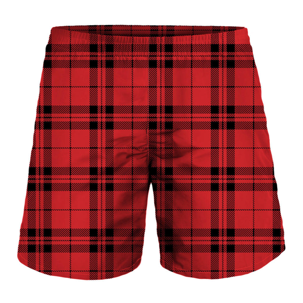 Red And Black Tartan Pattern Print Men's Shorts