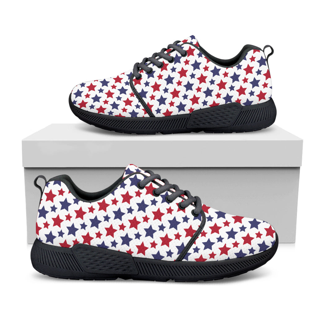 Red And Blue American Star Pattern Print Black Athletic Shoes