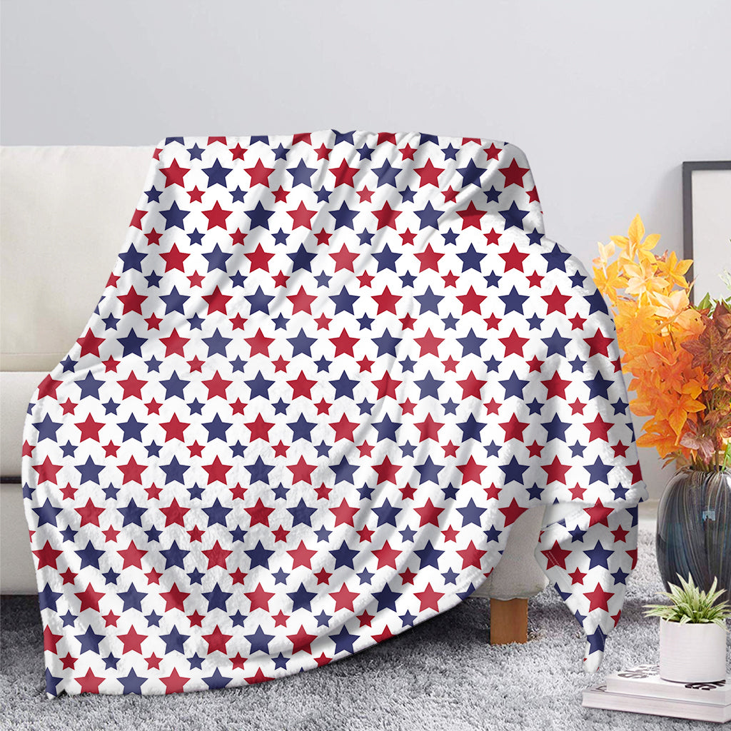 Red And Blue American Star Pattern Print Blanket