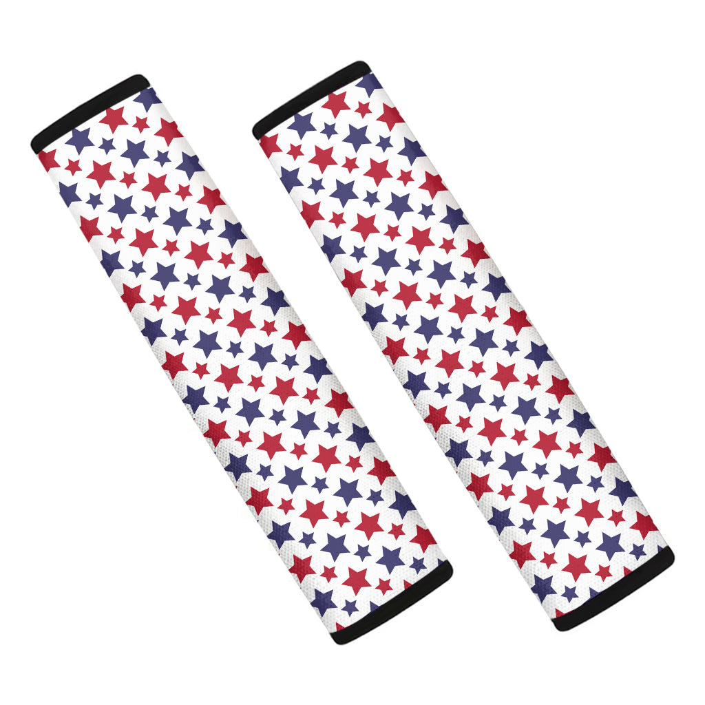 Red And Blue American Star Pattern Print Car Seat Belt Covers