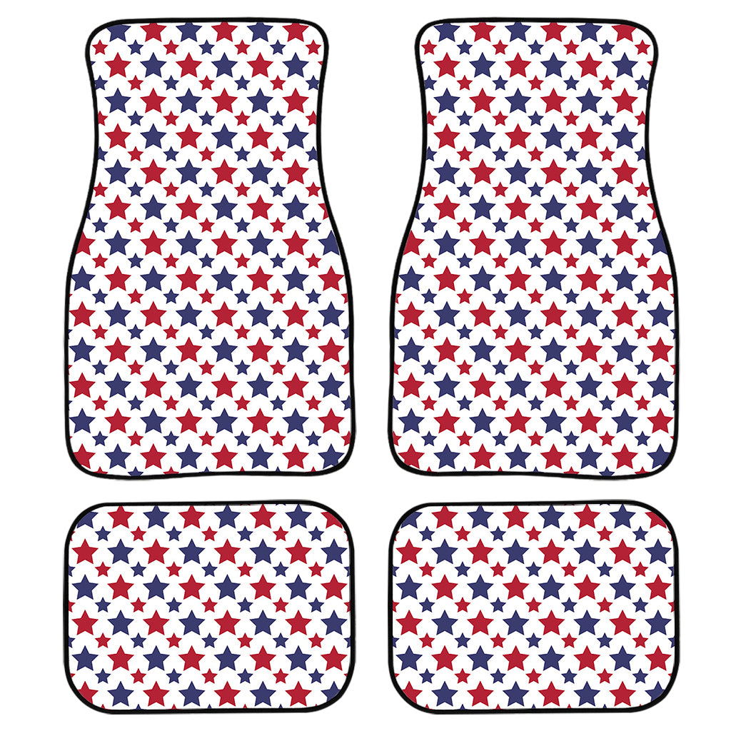 Red And Blue American Star Pattern Print Front and Back Car Floor Mats