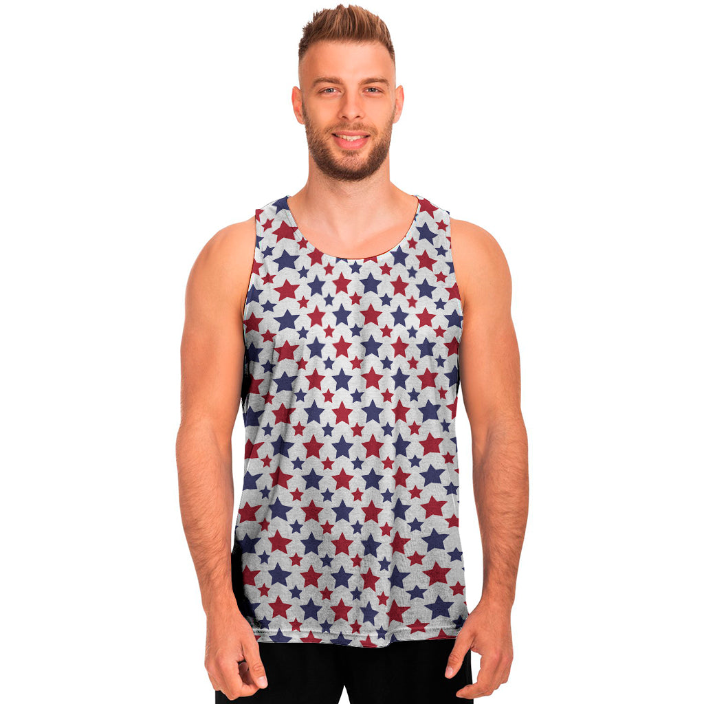 Red And Blue American Star Pattern Print Men's Tank Top