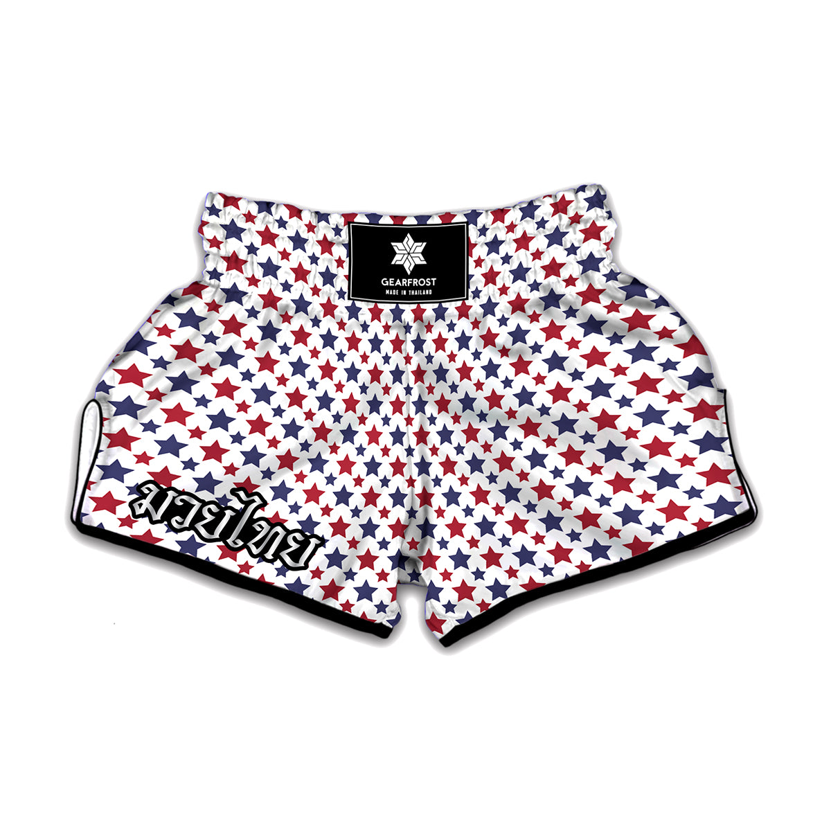 Red And Blue American Star Pattern Print Muay Thai Boxing Shorts