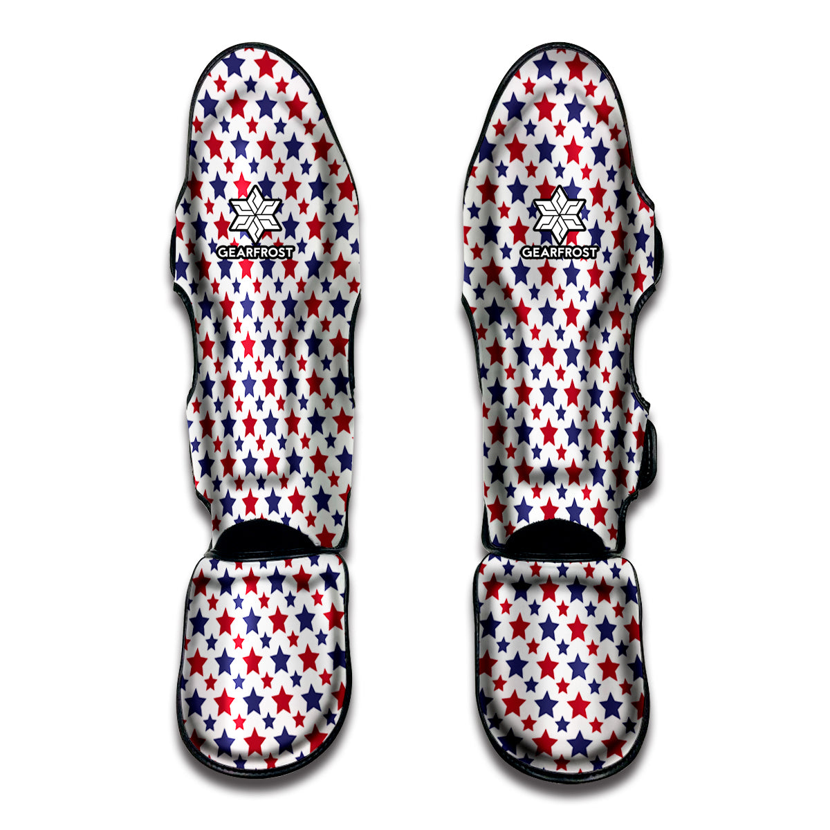 Red And Blue American Star Pattern Print Muay Thai Shin Guards