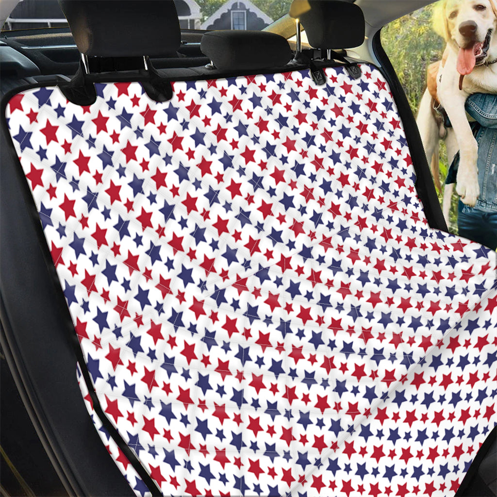 Red And Blue American Star Pattern Print Pet Car Back Seat Cover