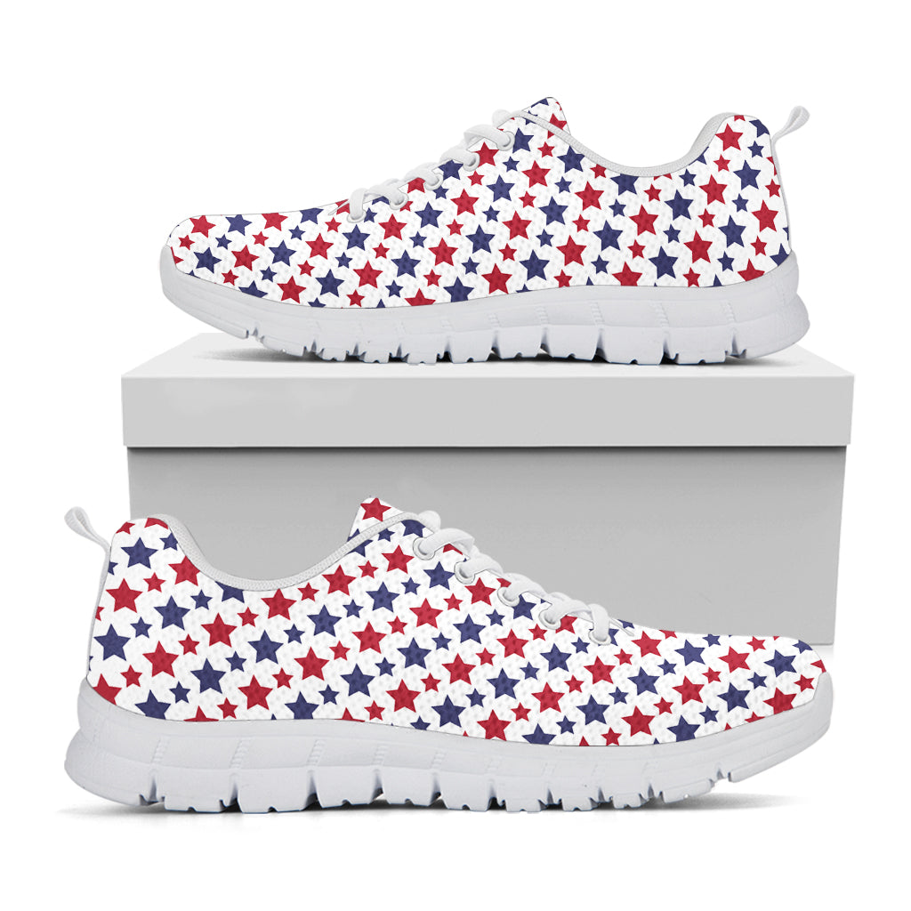 Red And Blue American Star Pattern Print White Sneakers