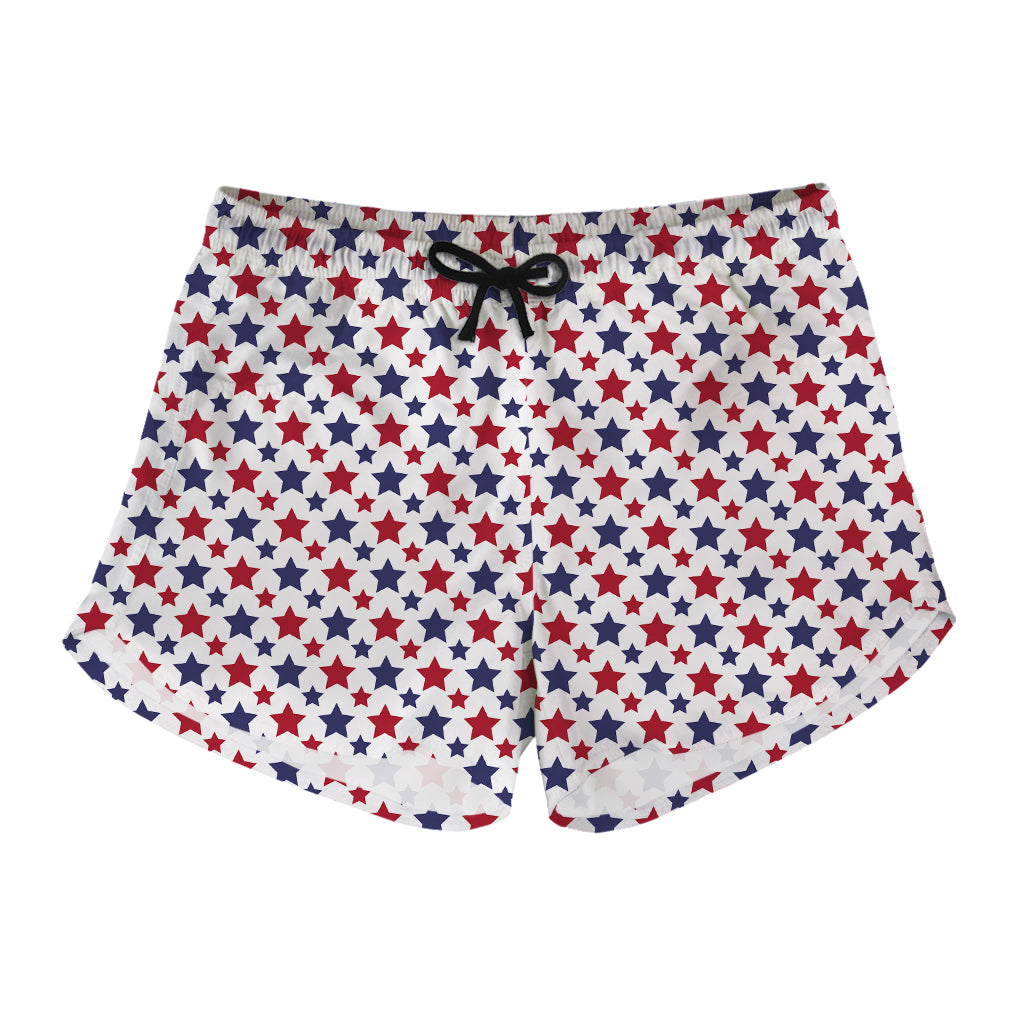 Red And Blue American Star Pattern Print Women's Shorts