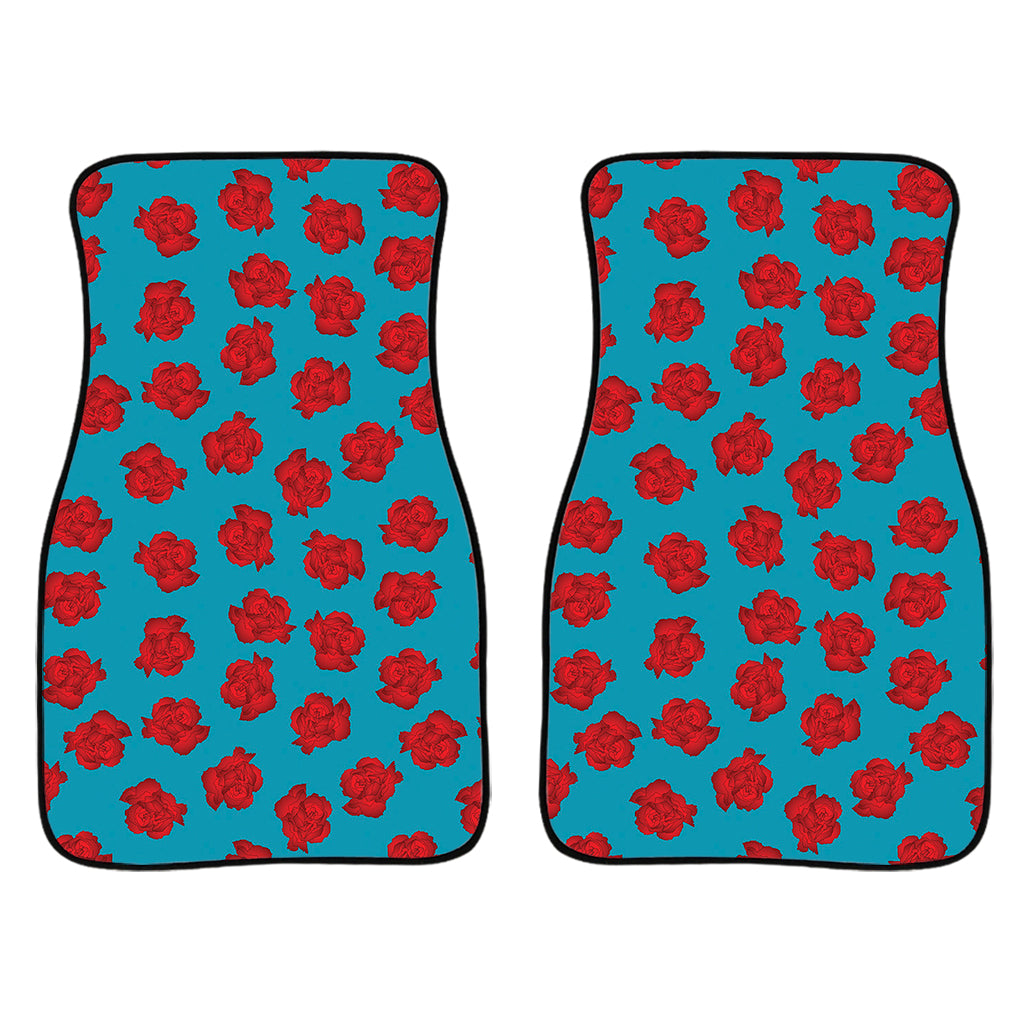 Red And Blue Carnation Pattern Print Front Car Floor Mats