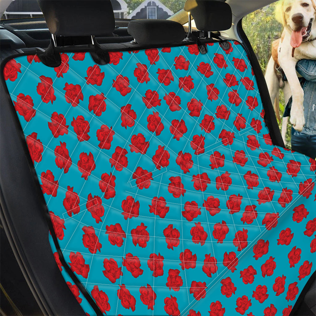 Red And Blue Carnation Pattern Print Pet Car Back Seat Cover