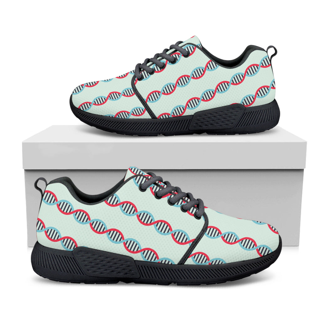 Red And Blue DNA Pattern Print Black Athletic Shoes