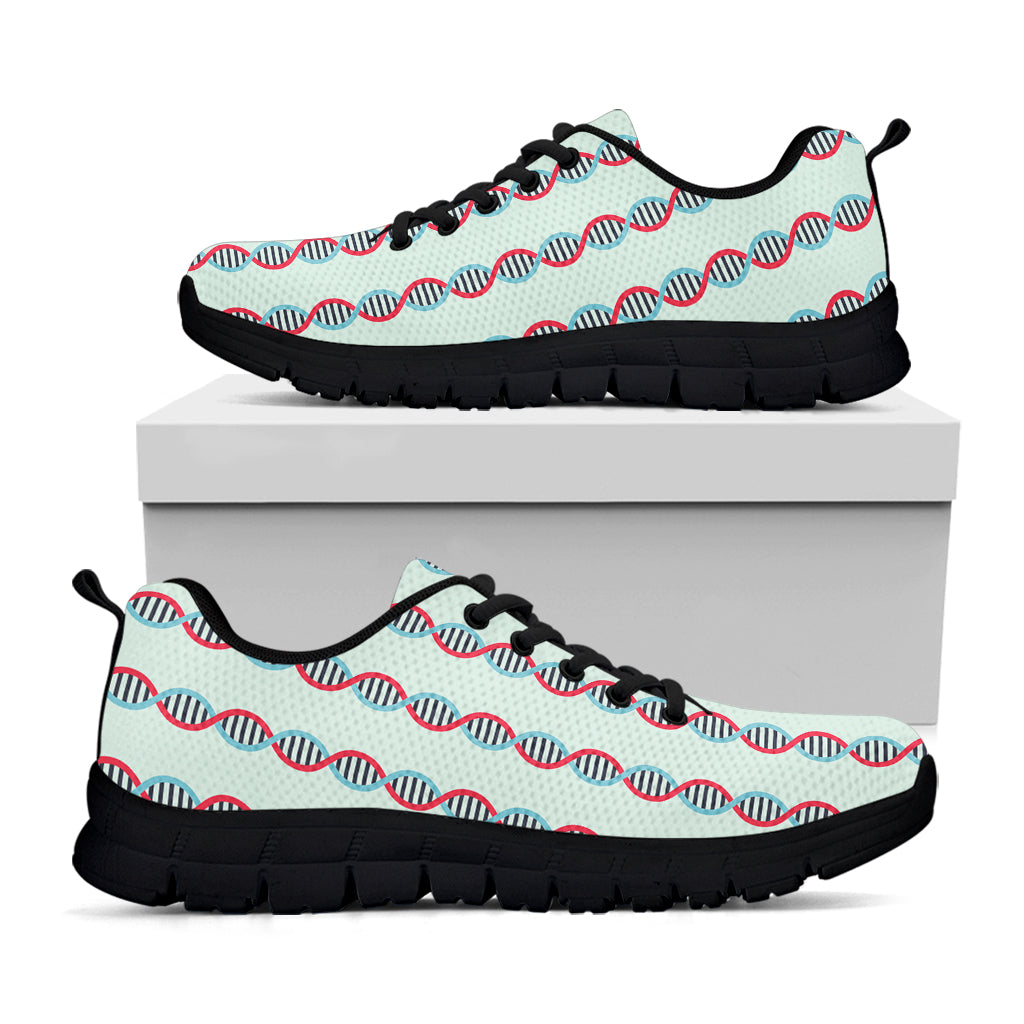 Red And Blue DNA Pattern Print Black Sneakers