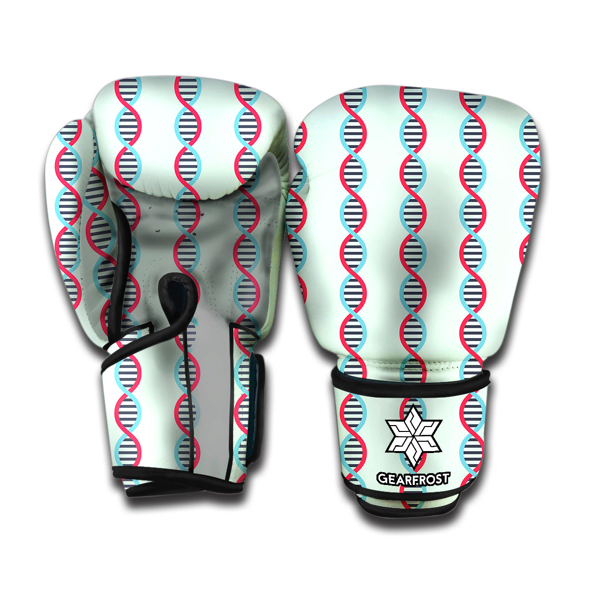 Red And Blue DNA Pattern Print Boxing Gloves