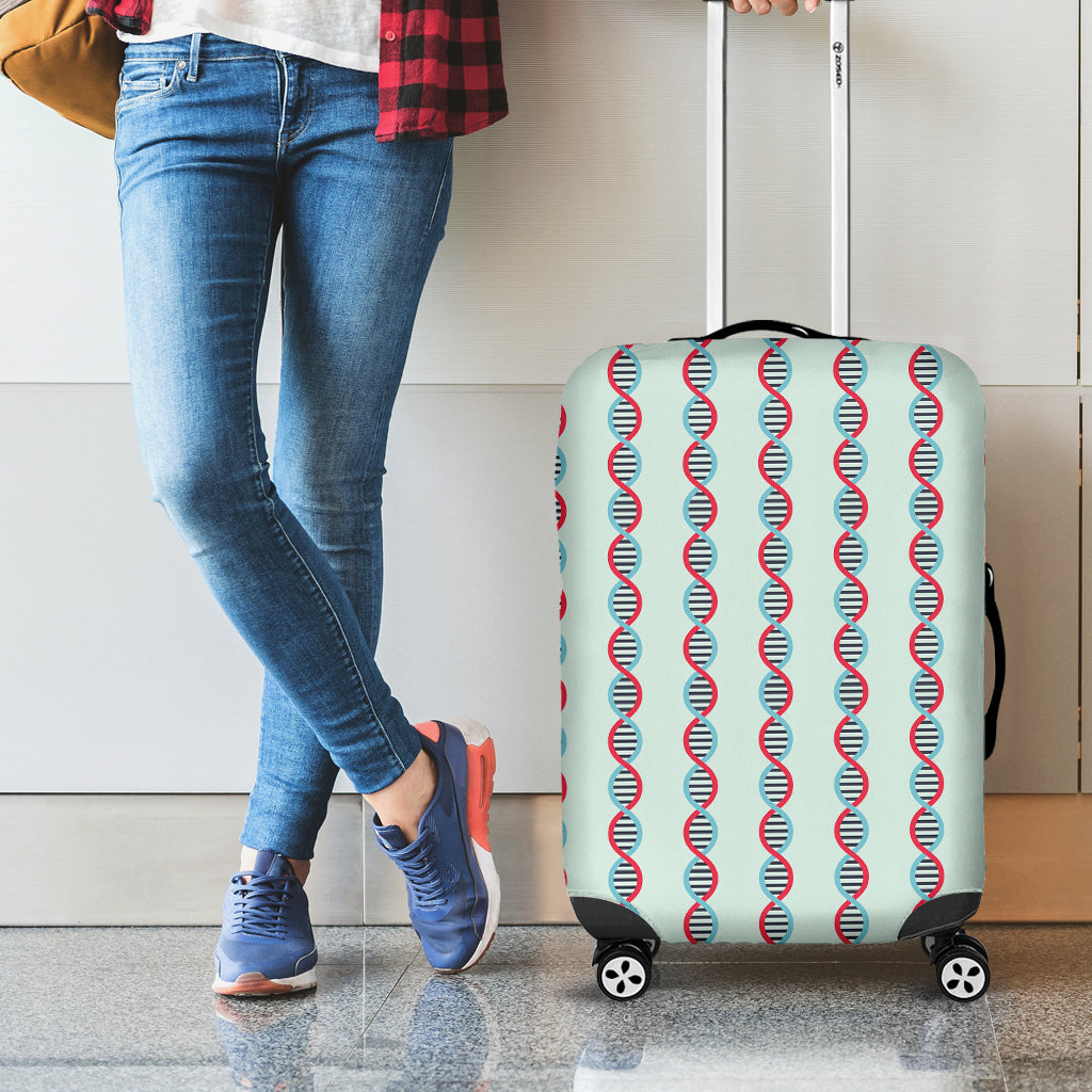 Red And Blue DNA Pattern Print Luggage Cover