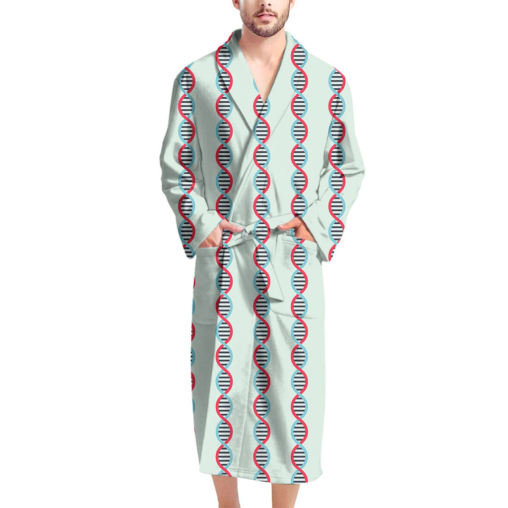 Red And Blue DNA Pattern Print Men's Bathrobe