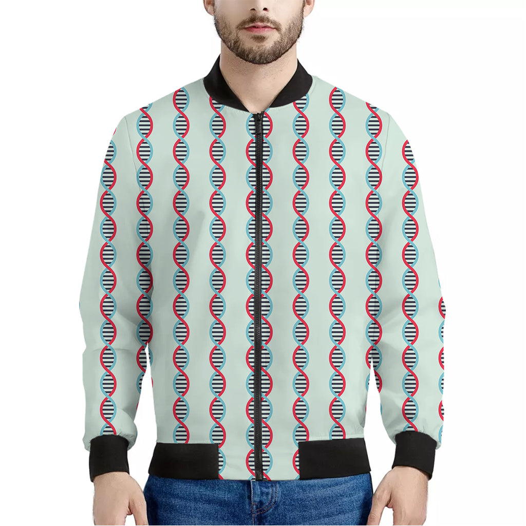 Red And Blue DNA Pattern Print Men's Bomber Jacket