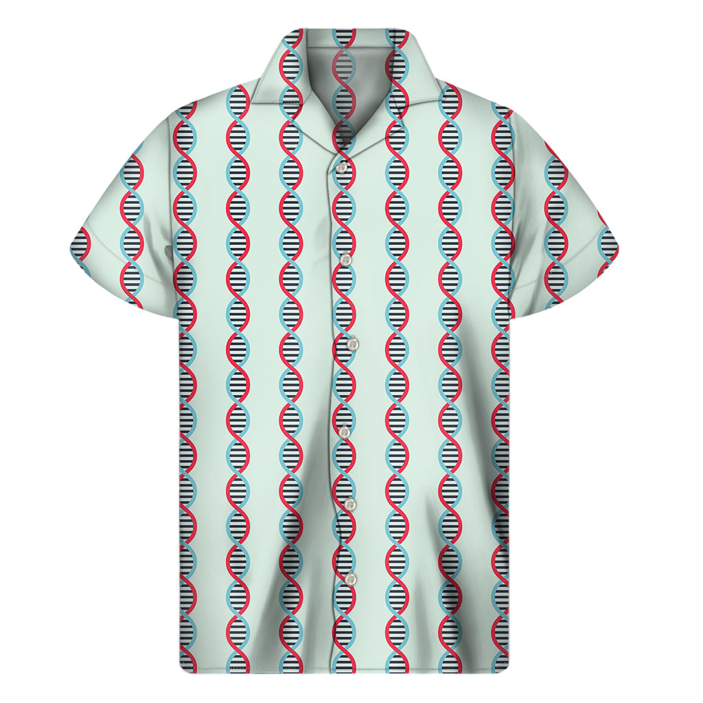 Red And Blue DNA Pattern Print Men's Short Sleeve Shirt