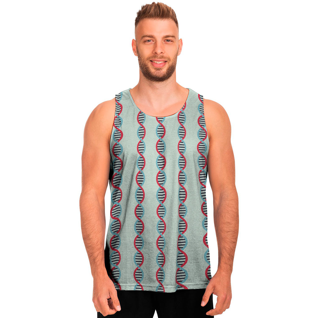 Red And Blue DNA Pattern Print Men's Tank Top