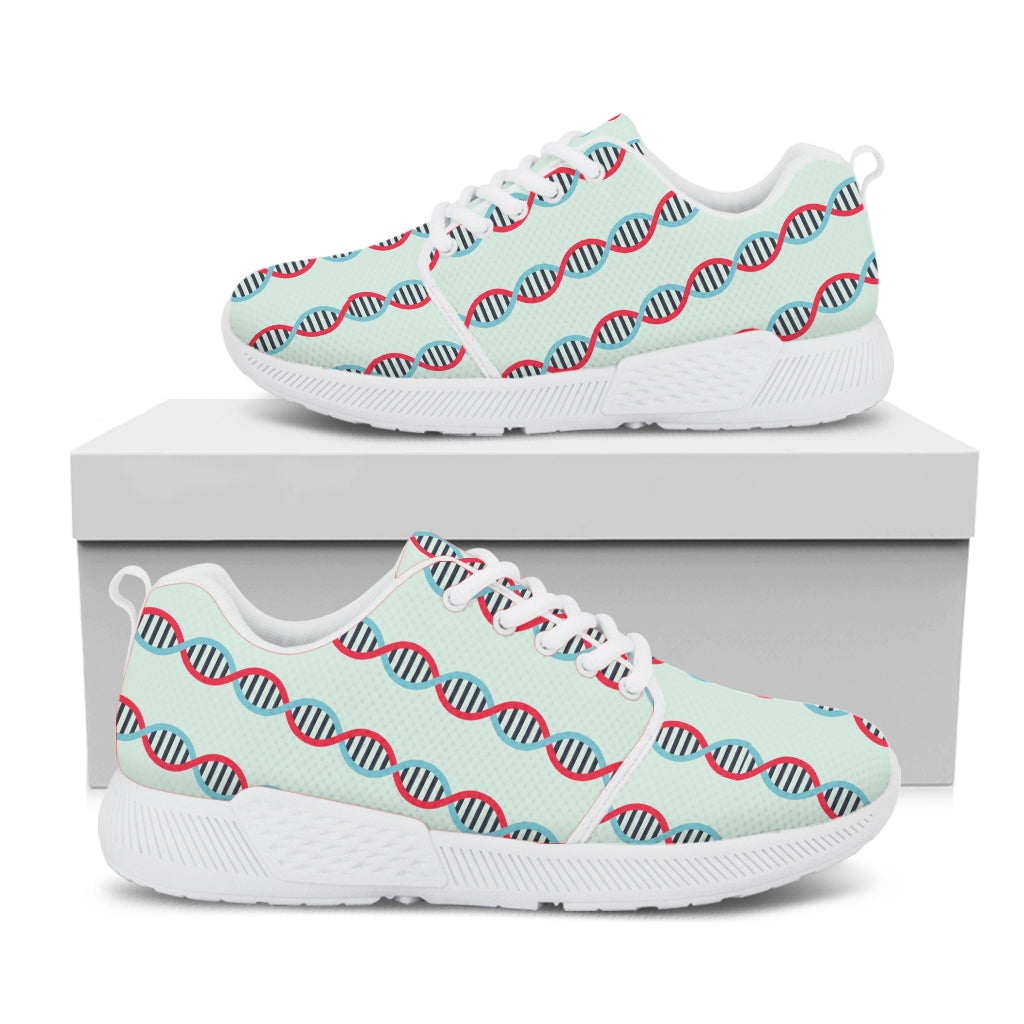 Red And Blue DNA Pattern Print White Athletic Shoes