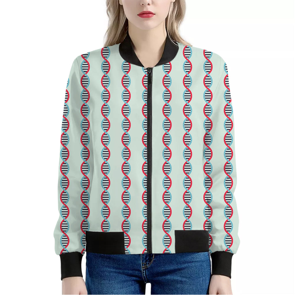 Red And Blue DNA Pattern Print Women's Bomber Jacket