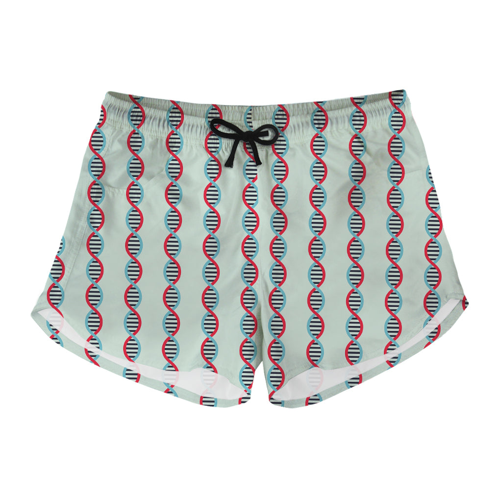 Red And Blue DNA Pattern Print Women's Shorts