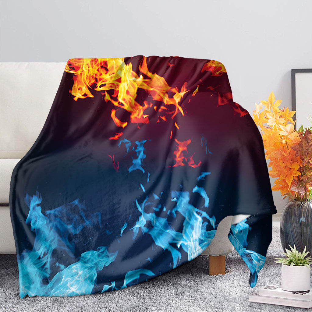 Red And Blue Fire Print Blanket