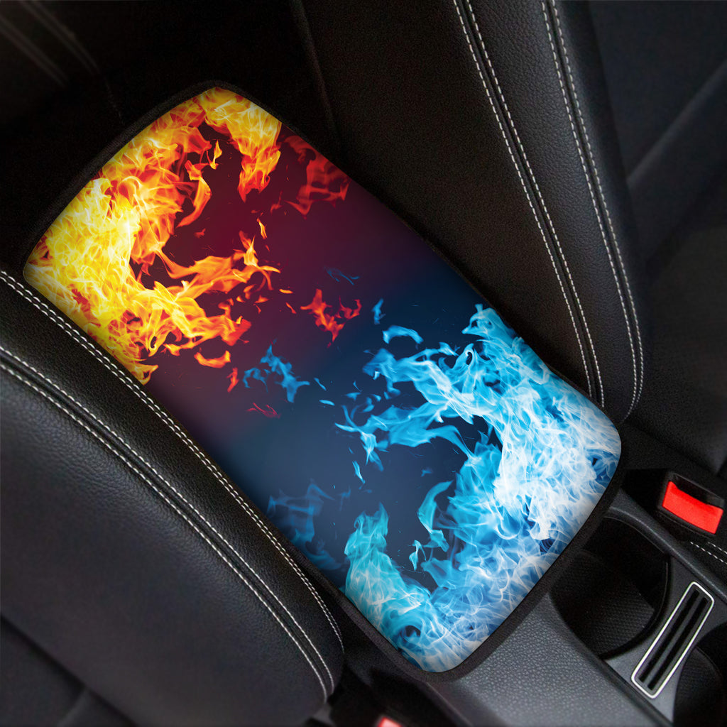 Red And Blue Fire Print Car Center Console Cover