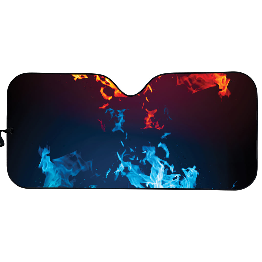 Red And Blue Fire Print Car Sun Shade