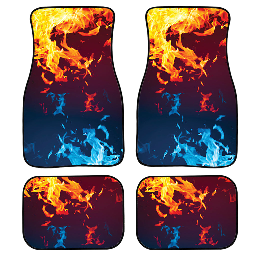 Red And Blue Fire Print Front and Back Car Floor Mats