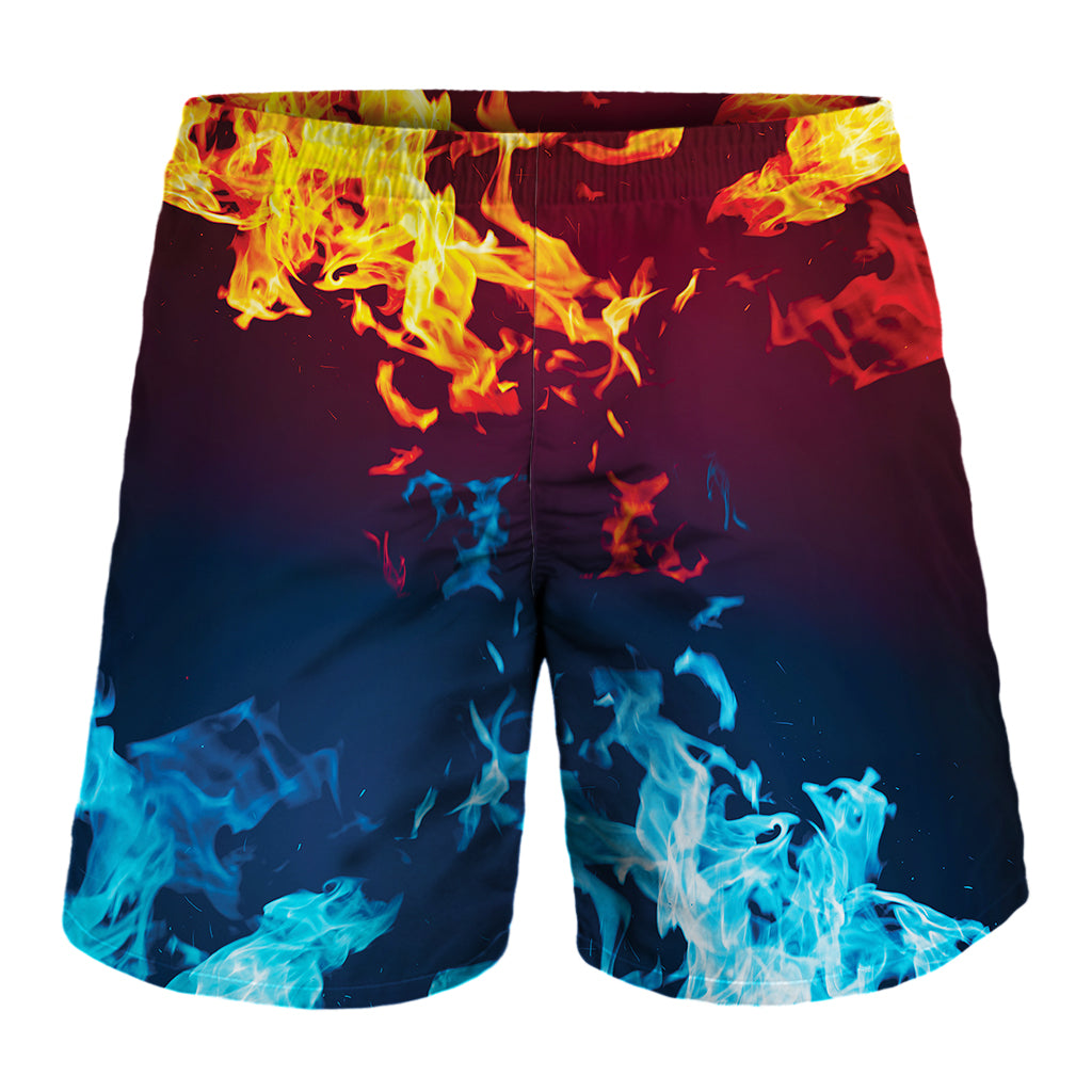 Red And Blue Fire Print Men's Shorts