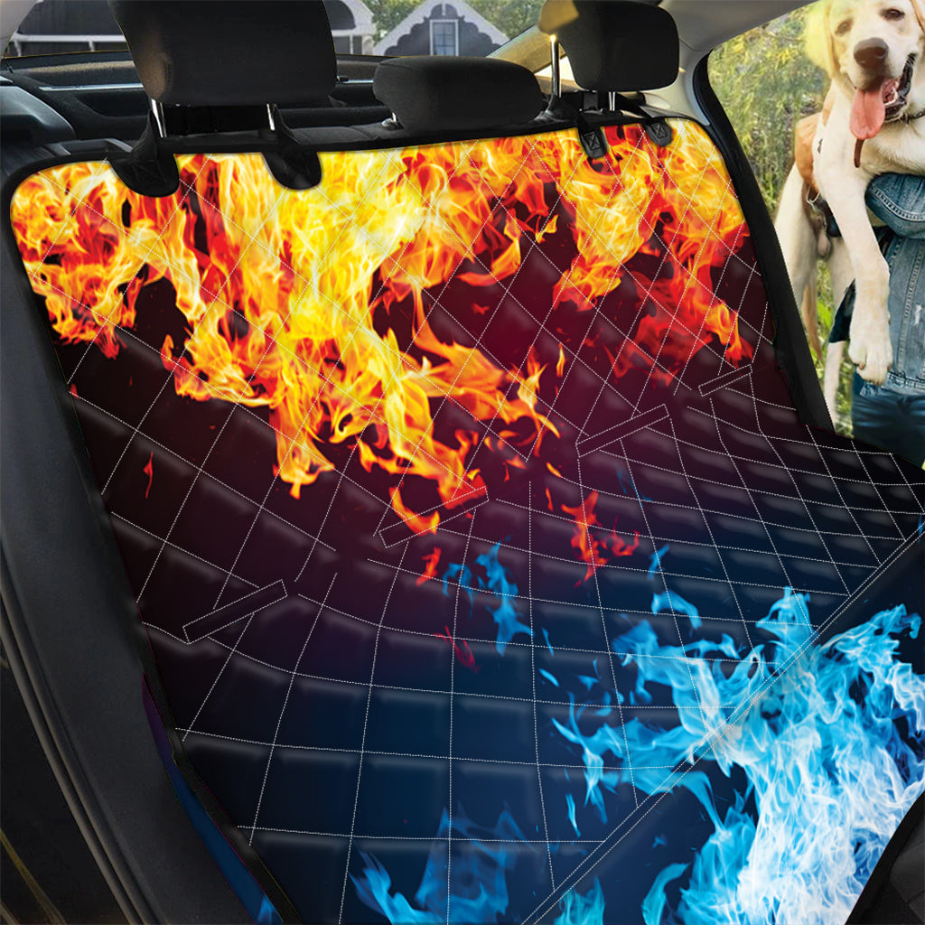 Red And Blue Fire Print Pet Car Back Seat Cover