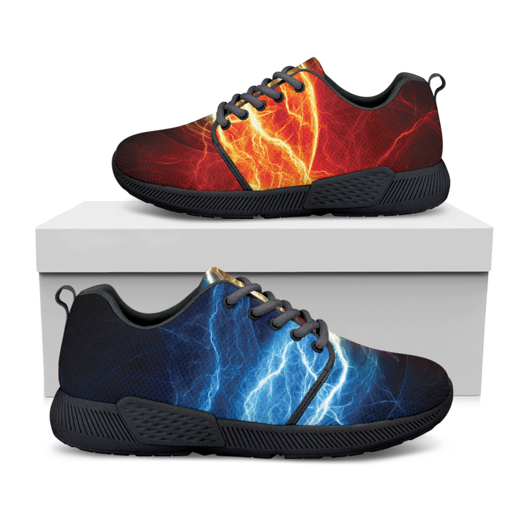 Red And Blue Lightning Print Black Athletic Shoes