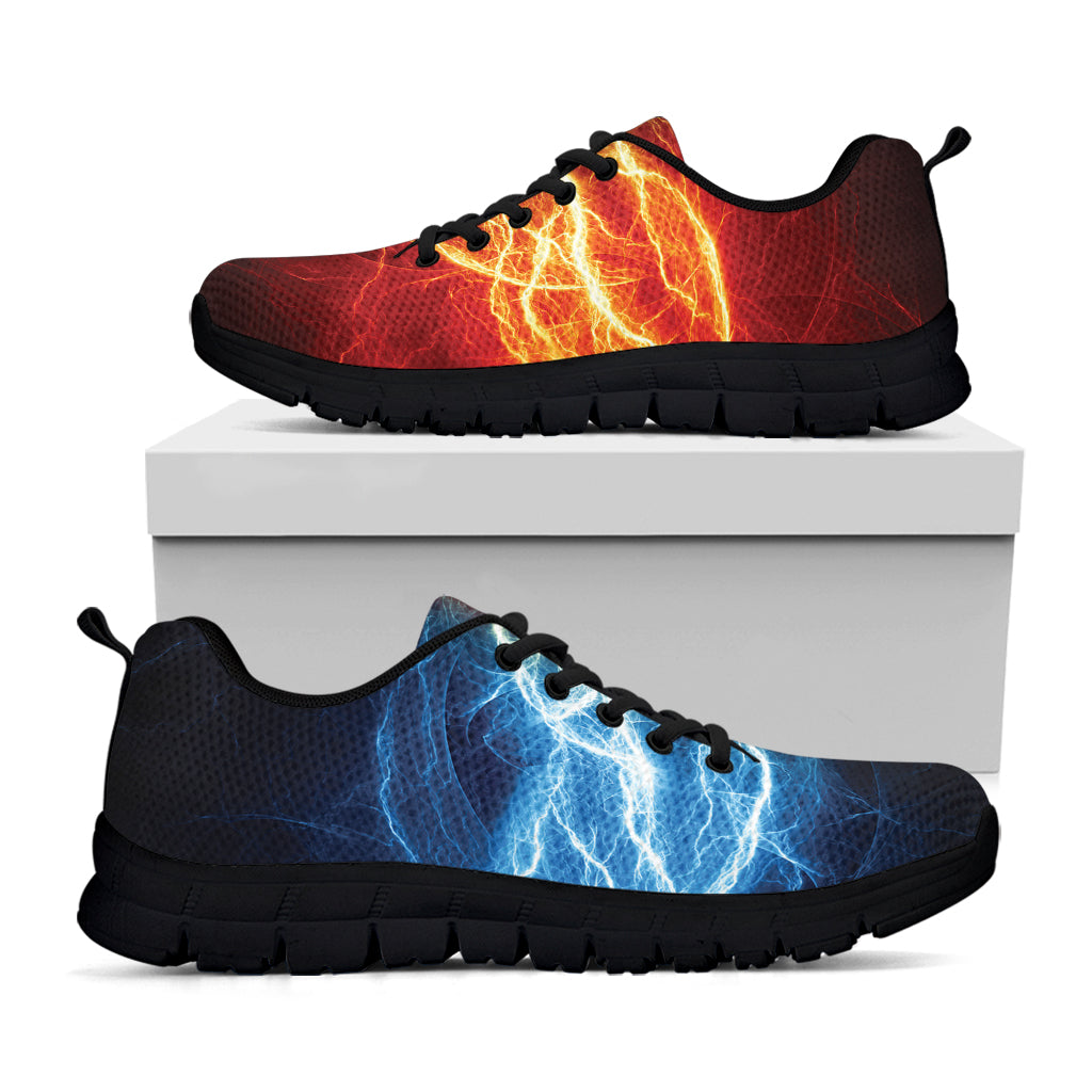 Red And Blue Lightning Print Black Sneakers