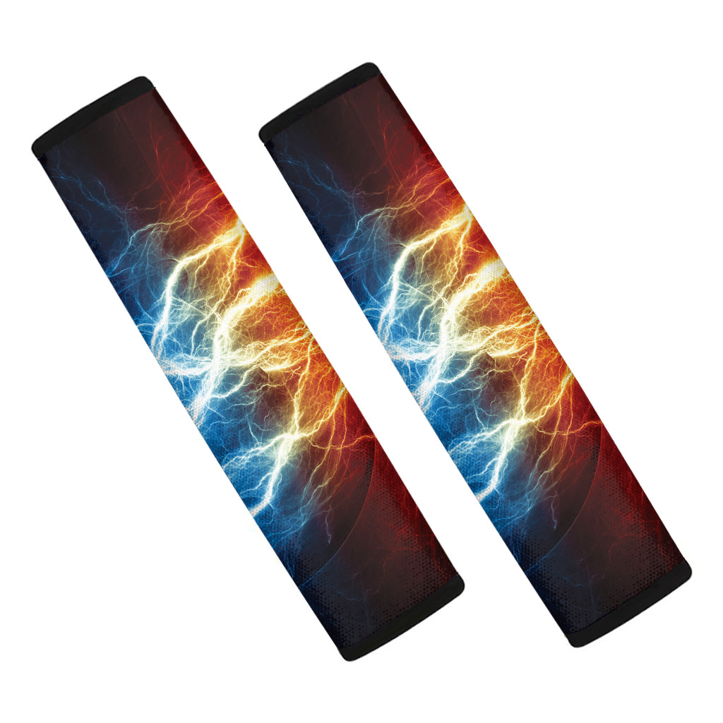 Red And Blue Lightning Print Car Seat Belt Covers