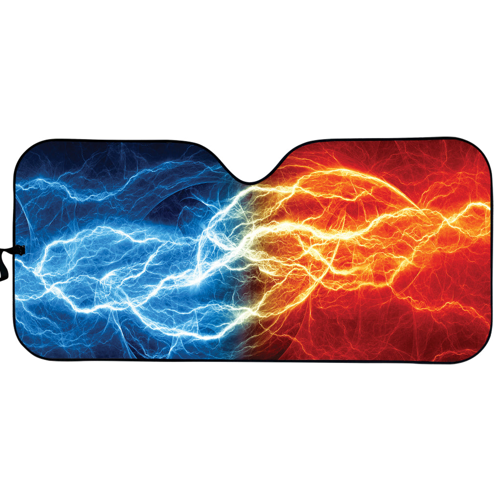 Red And Blue Lightning Print Car Sun Shade