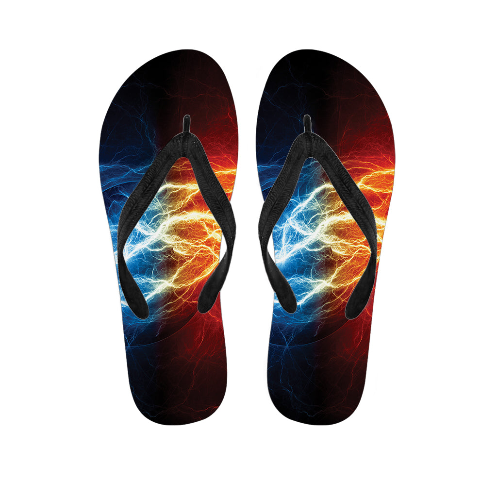 Red And Blue Lightning Print Flip Flops