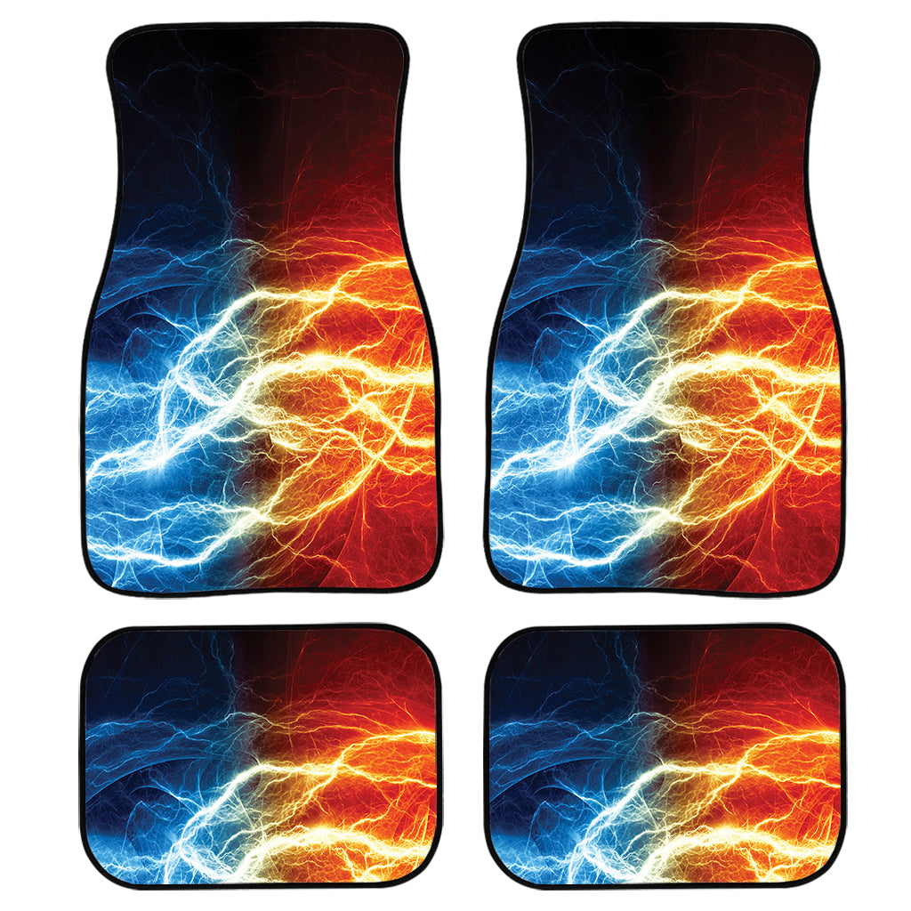 Red And Blue Lightning Print Front and Back Car Floor Mats